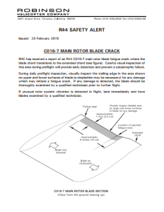 Robinson Helicopters Issued an R44 Safety Alert For C016-7 Main Rotor Blade Crack